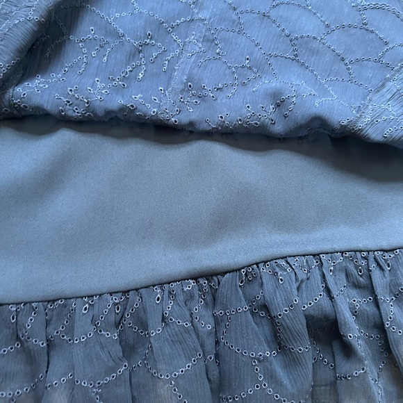 Charter Club Women's Tiered Silk Navy Blue Eyelet Skirt! - Picture 8 of 8